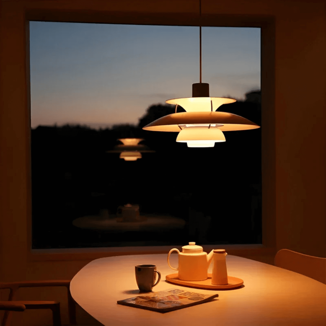 Moderne farverig LED pendellampe i metal