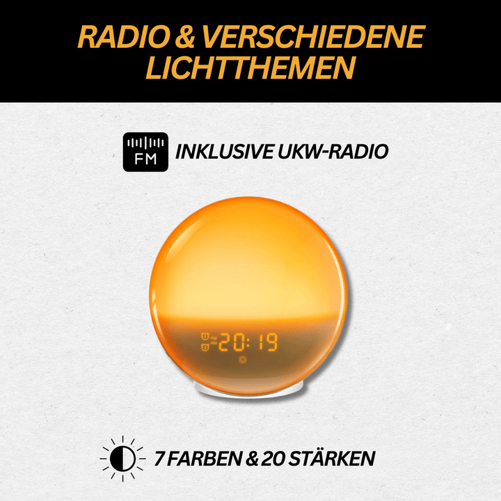 Lyst vækkeur med radio & naturlyde - GlowRise