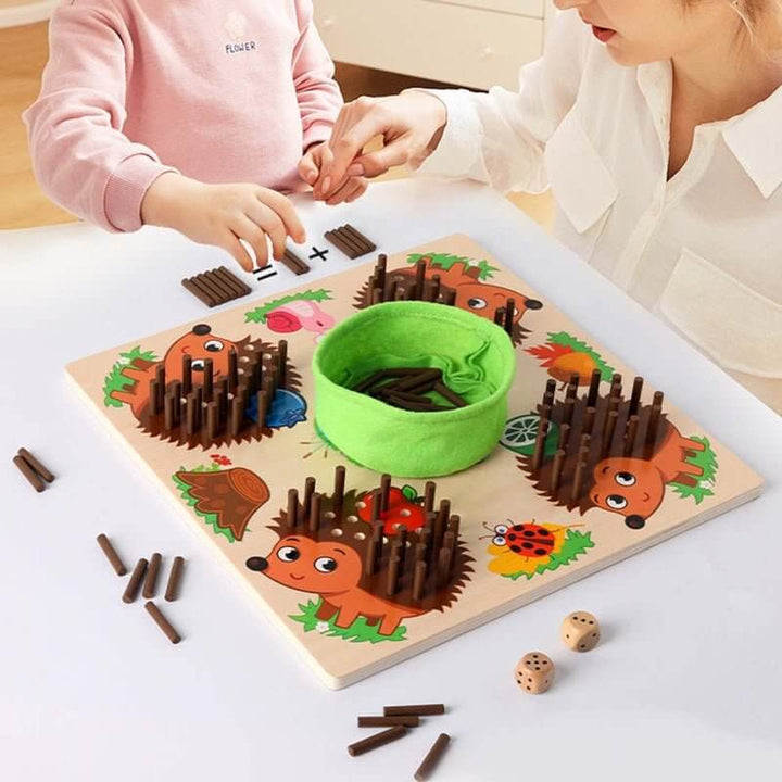 Montessori Træ Pindsvin Regnespil - Tæl og Lær