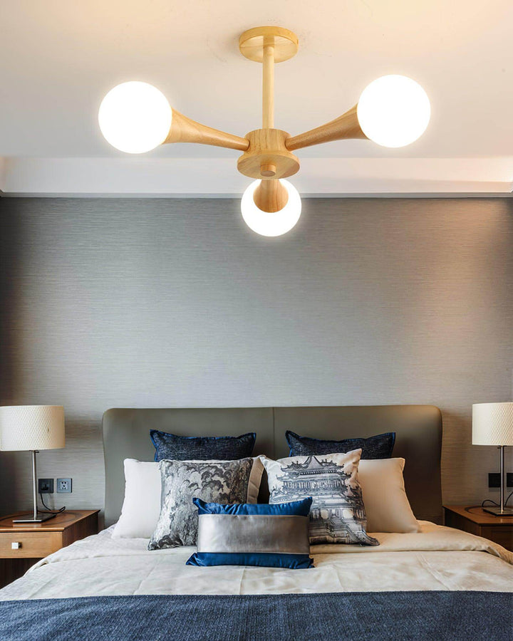 Træ lysekrone loftslampe med 3-5 hoveder