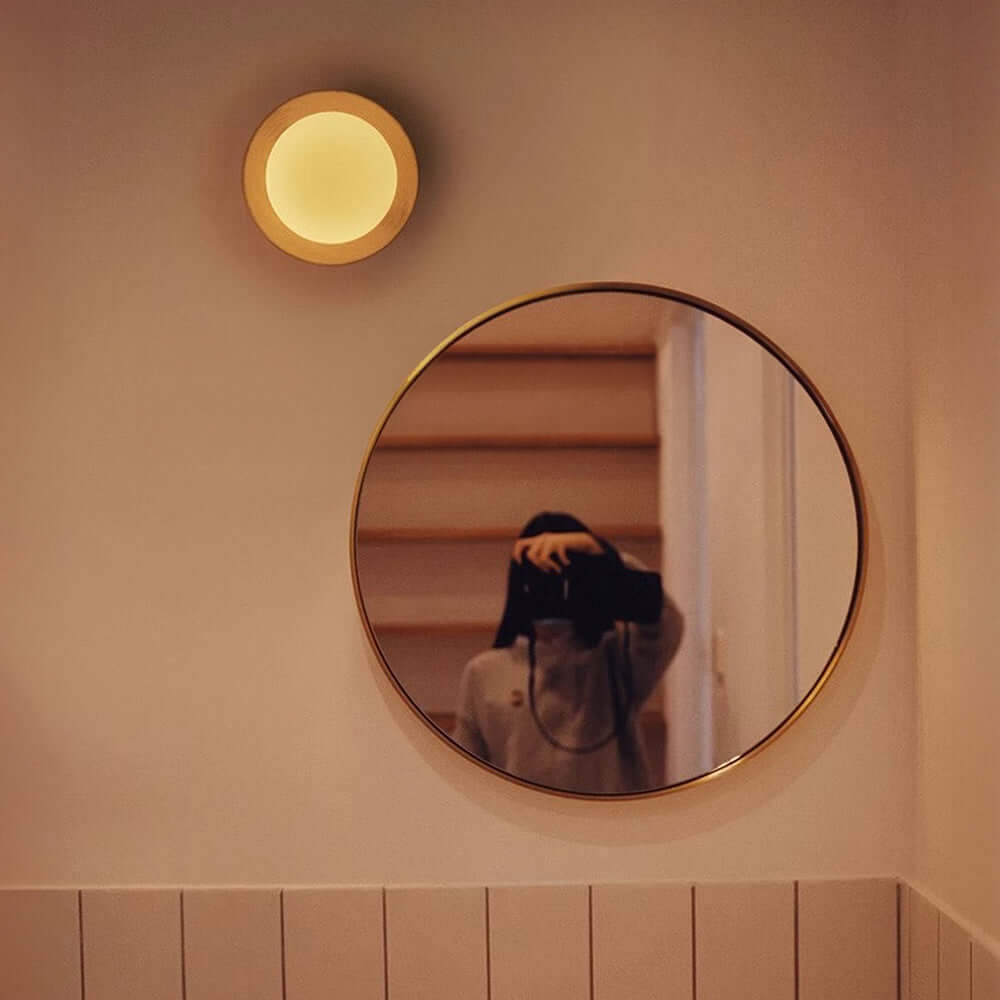 Minimalistisk Væglampe Hvid Naturtræ