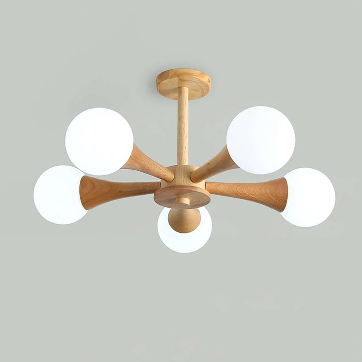 Træ lysekrone loftslampe med 3-5 hoveder