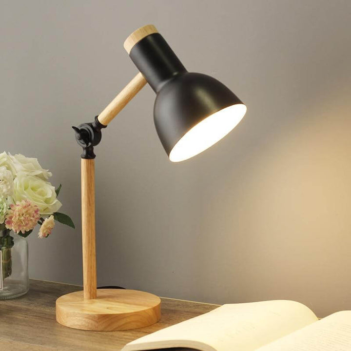 Justerbar Bordlampe i Træ - Skandinavisk Design