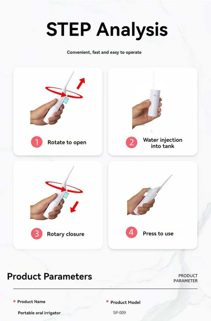 Bærbar højtryks-mundskyller til tænder