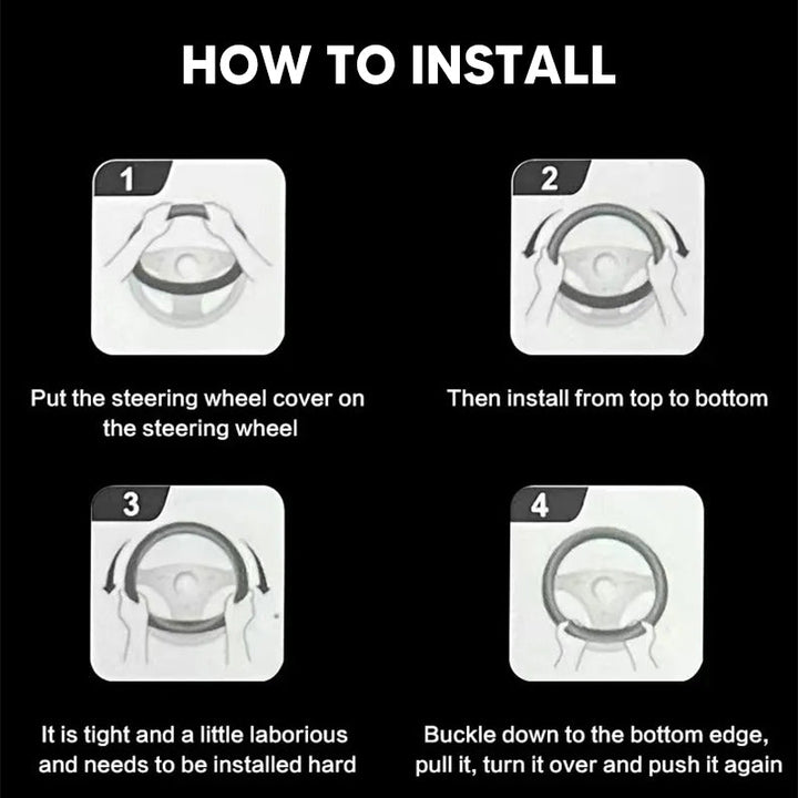 "3D-geprägter Lenkradbezug aus Leder, rutschfest, universelle Passform, luxuriöser Look, atmungsaktiv, sicherer Griff"