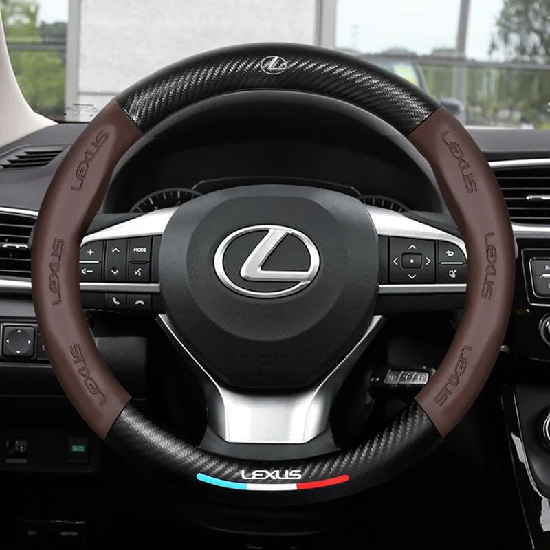 "3D-geprägter Lenkradbezug aus Leder, rutschfest, universelle Passform, luxuriöser Look, atmungsaktiv, sicherer Griff"