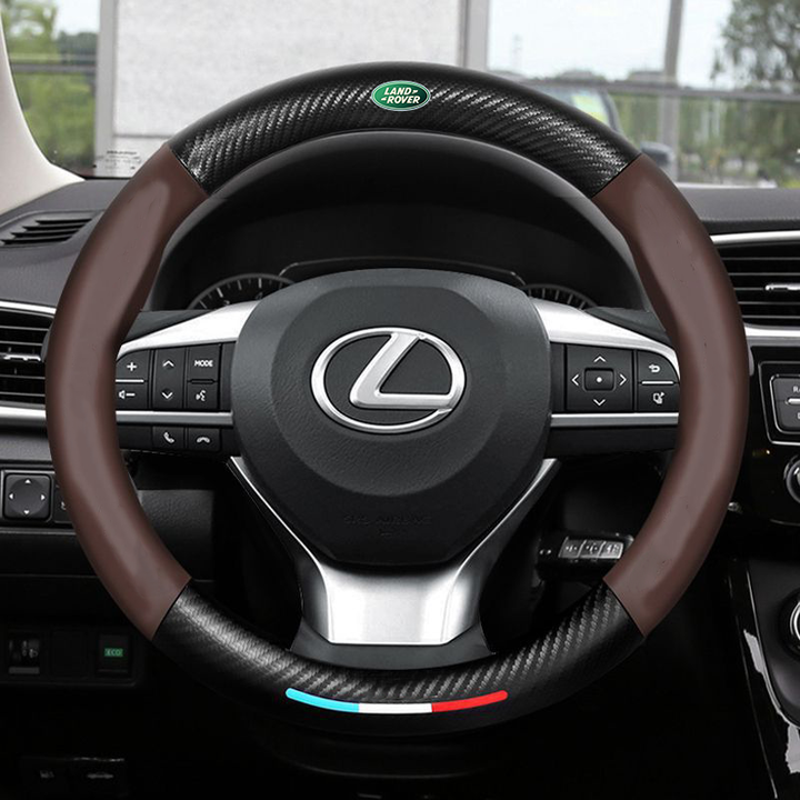 "3D-geprägter Lenkradbezug aus Leder, rutschfest, universelle Passform, luxuriöser Look, atmungsaktiv, sicherer Griff"