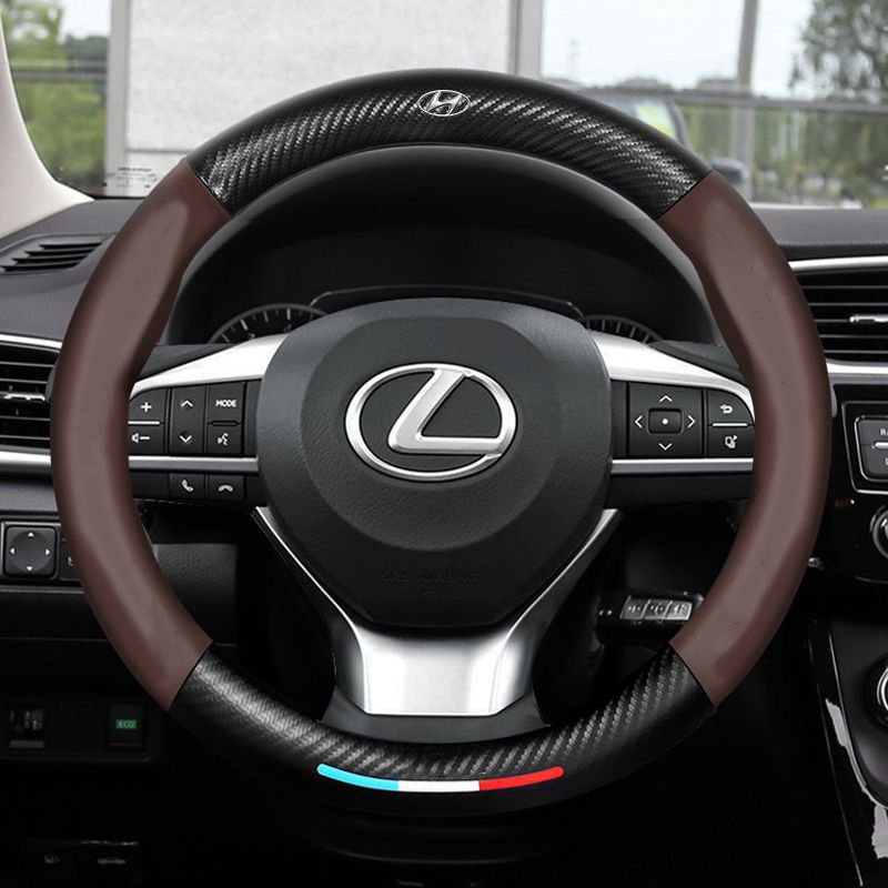 "3D-geprägter Lenkradbezug aus Leder, rutschfest, universelle Passform, luxuriöser Look, atmungsaktiv, sicherer Griff"