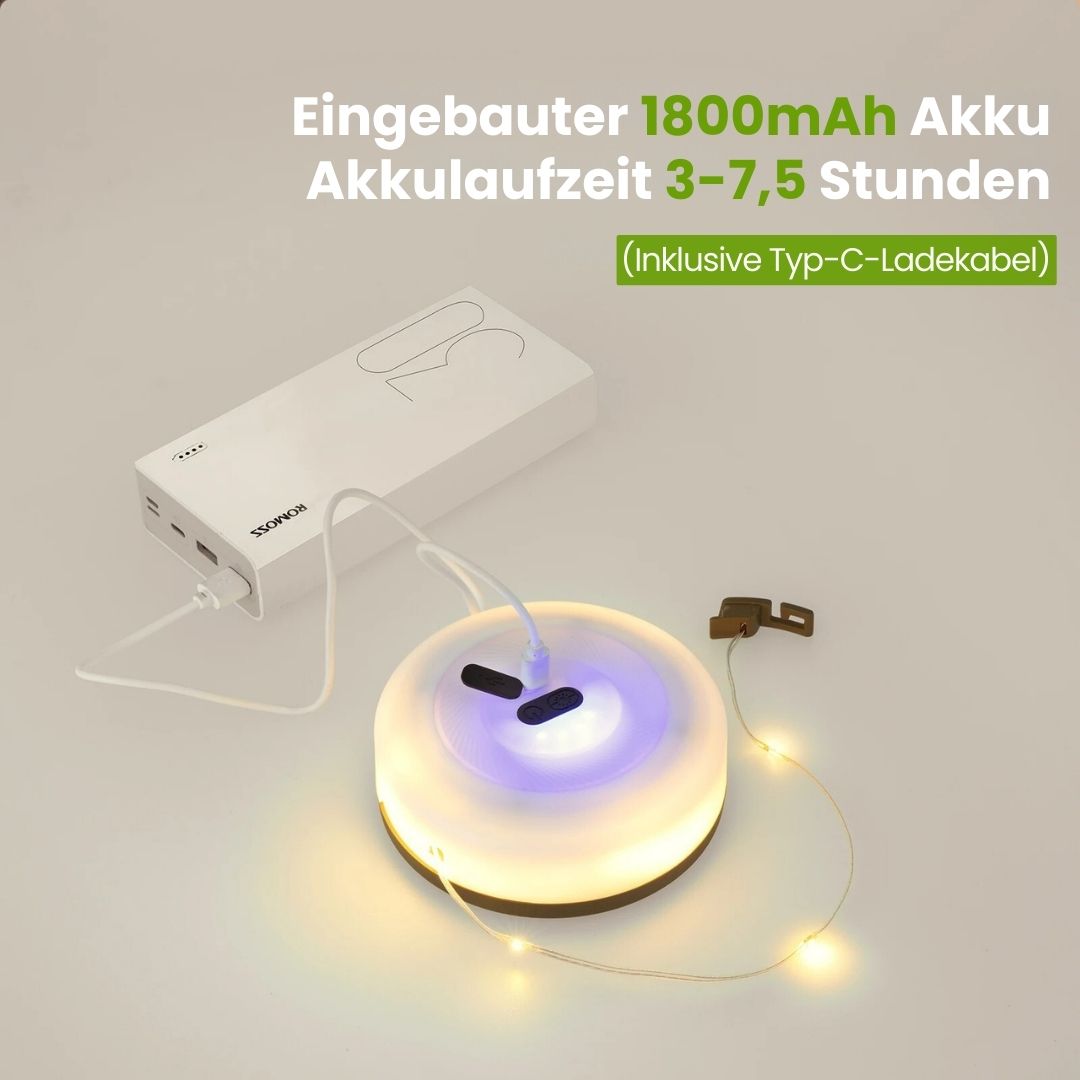 4-i-1 Camplight, vandtæt, multifunktionel, sort-guld, ideel til camping, natbelysning, integreret powerbank