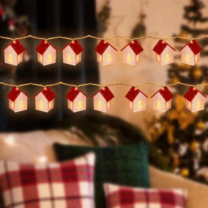 Hængende Træ-Julehuse med LED-Lys