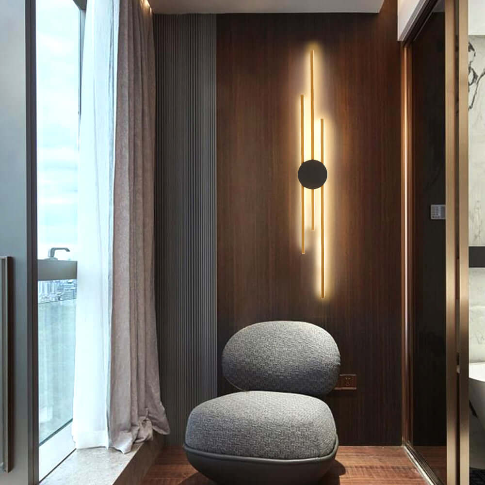 Moderne industriel LED væglampe i sort og guld