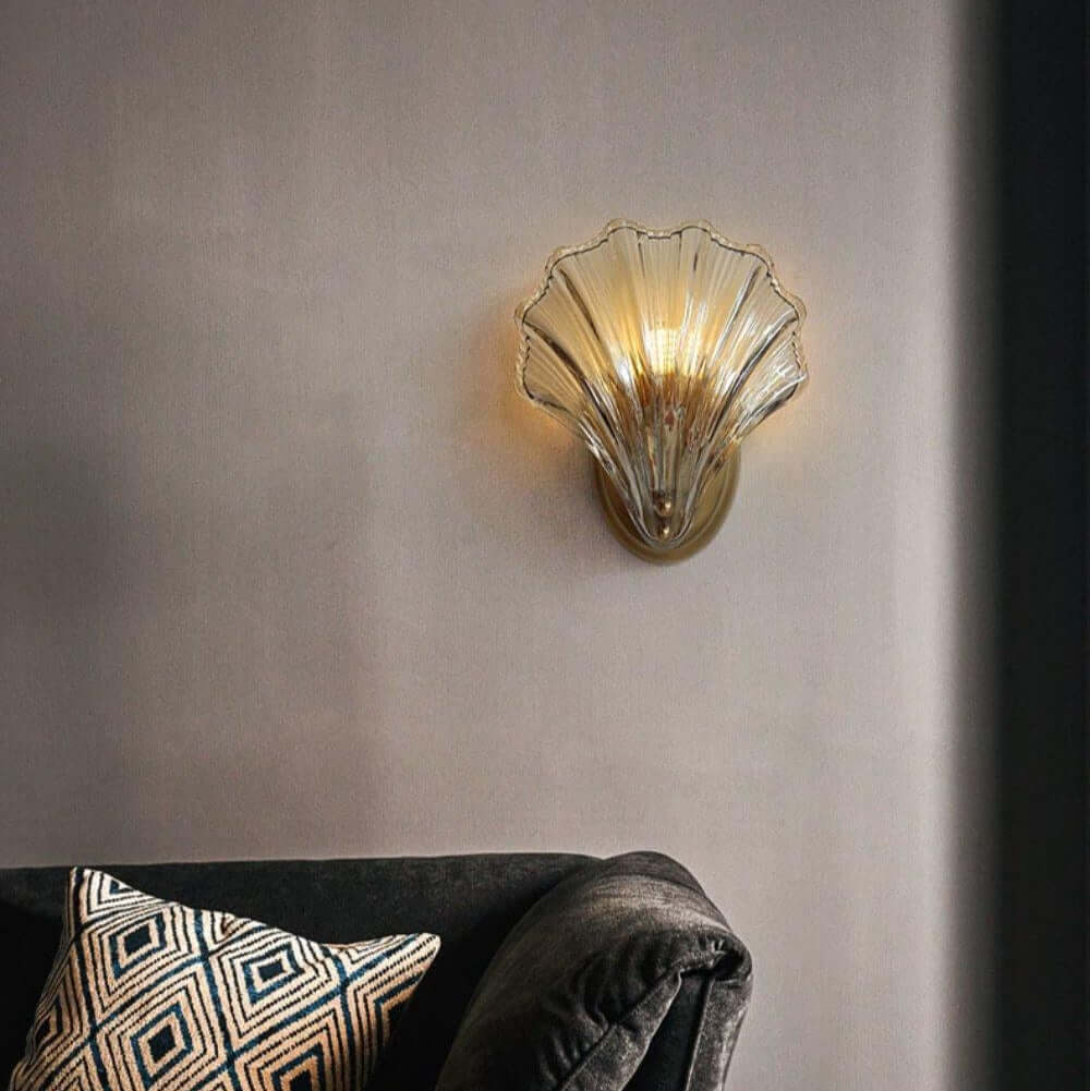 Musling Væglampe i Messing & Glas
