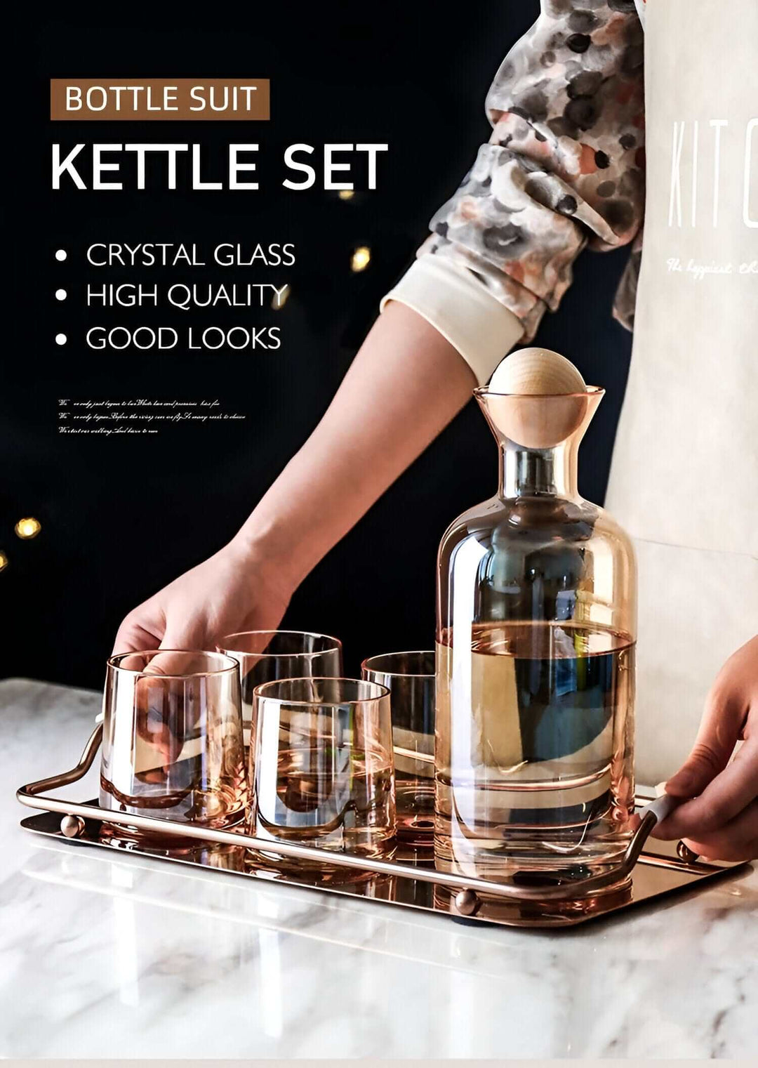 Elegant Glaskaraffel med trædæksel