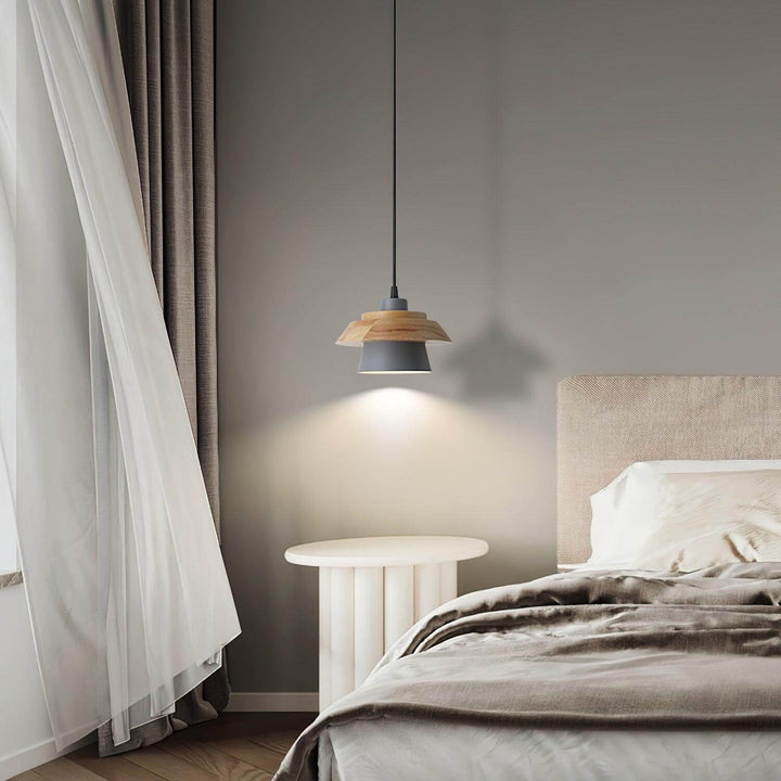 Træ og Sten Pendel Designer Lampe