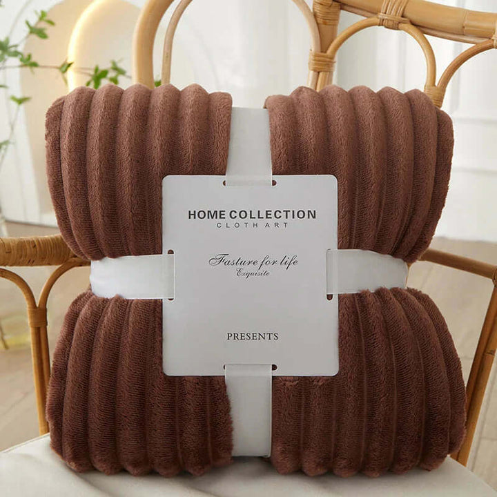 Stribet Flanell Fleece Tæppe