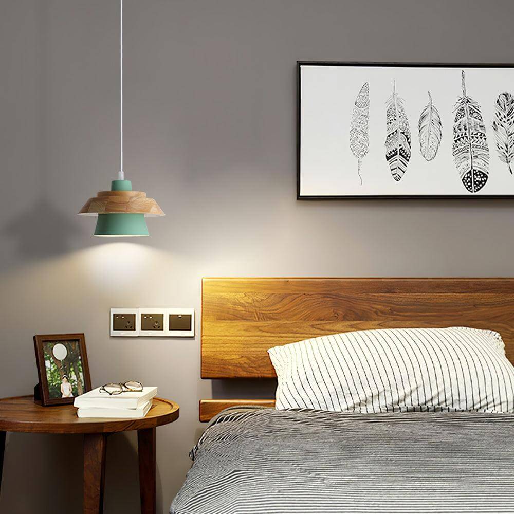 Træ og Sten Pendel Designer Lampe