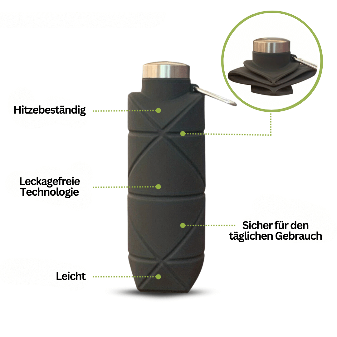 Sammenklappelig vandflaske 750ml - BPA-fri silikone