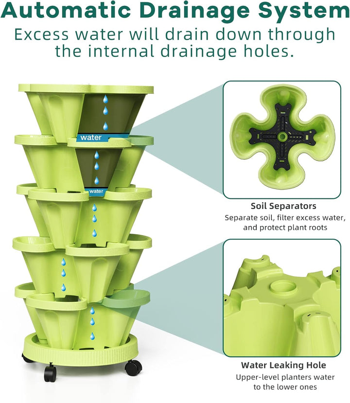 6-lags vertikalt plantetårn: Pladsbesparende tårn til blomster, urter og grøntsager i moderne design