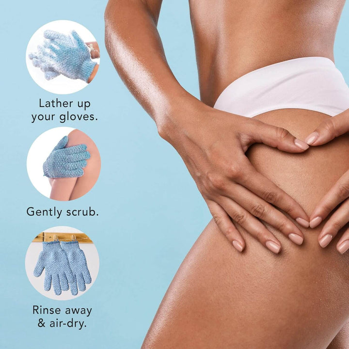 Eksfolierende badehandsker til brusebad og peeling