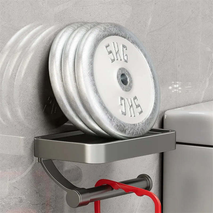 Toiletpapirholder i rustfrit stål med hylde