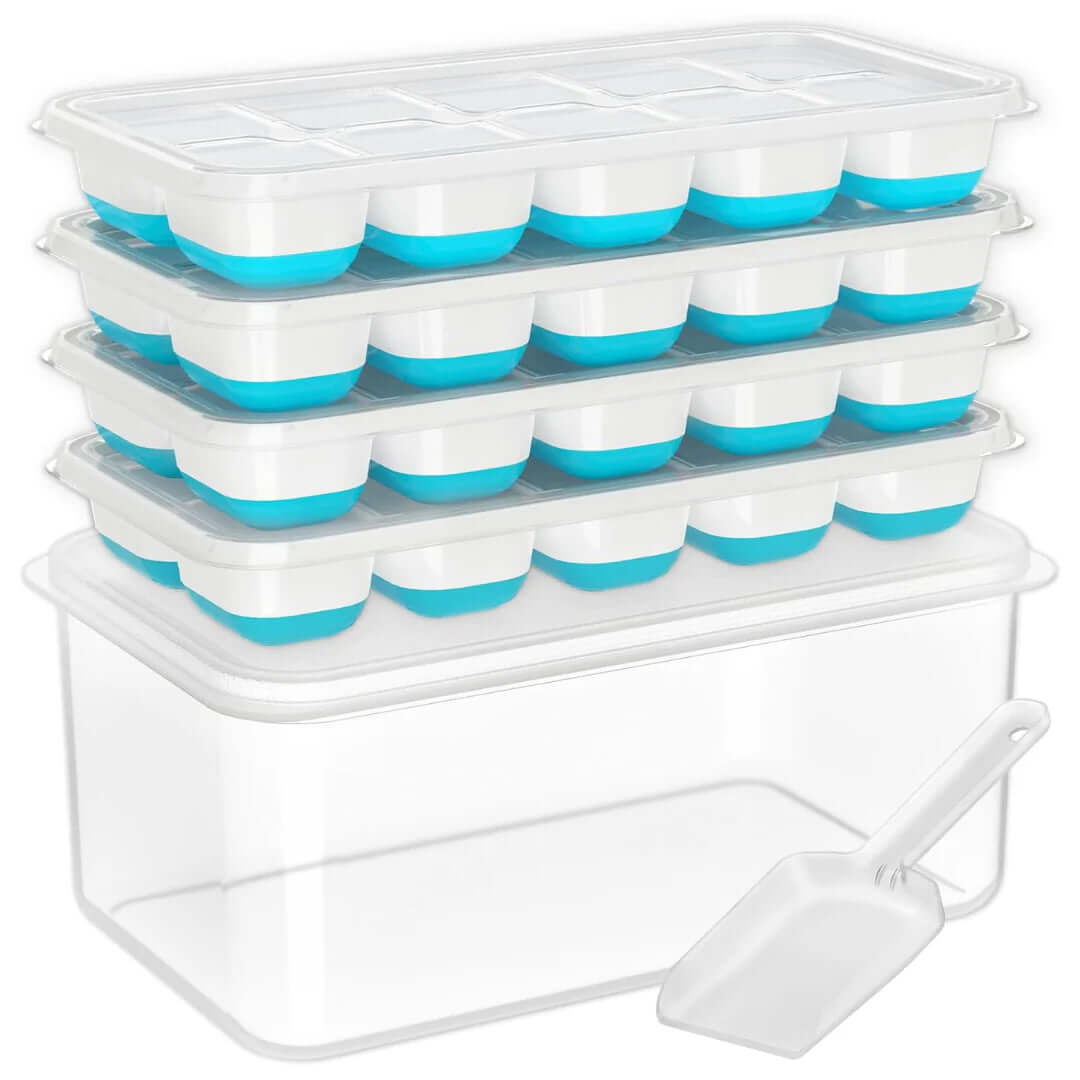 Silikone isterningebakke - stabelbar med låg - 15 isterninger