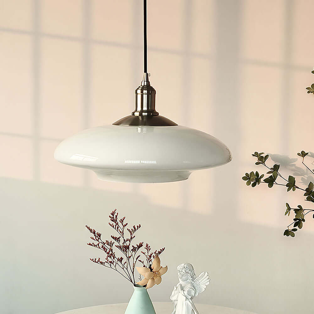 Moderne Hvid Glas Pendel Lampe
