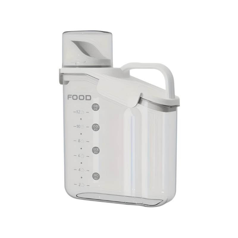 Lufttæt tørfoderbeholder til kæledyr med målebæger