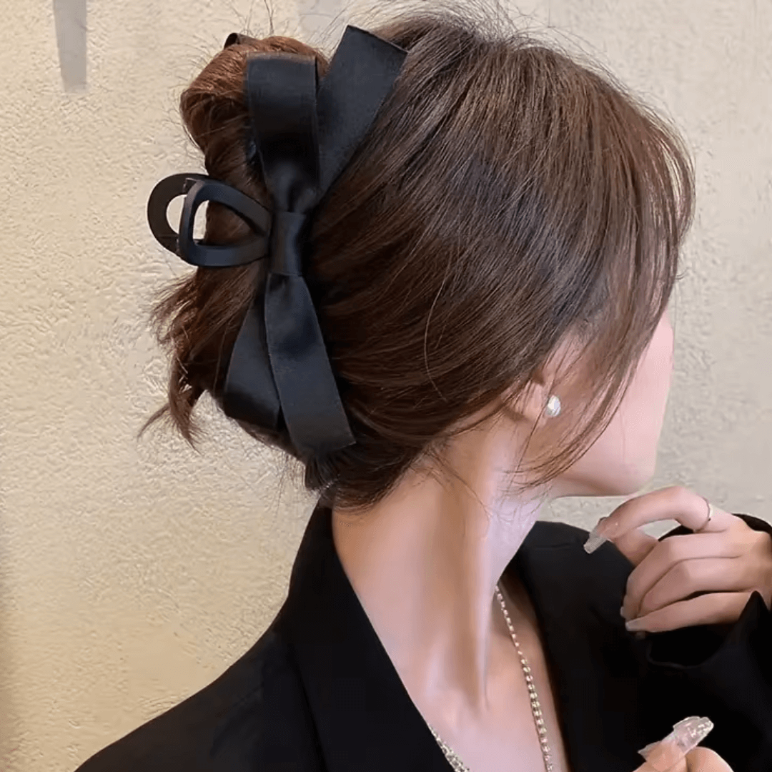 Store Hårklemmer med Satinbue - Sæt med 4