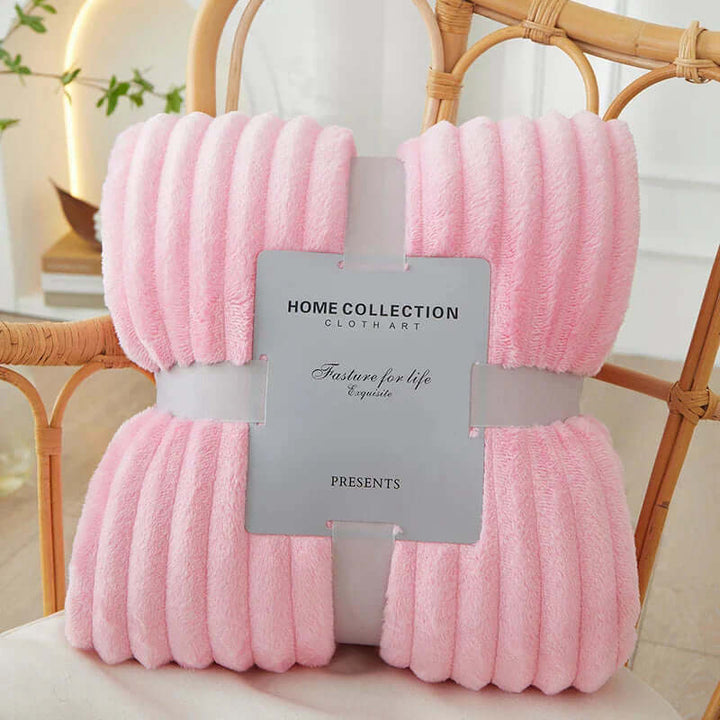 Stribet Flanell Fleece Tæppe