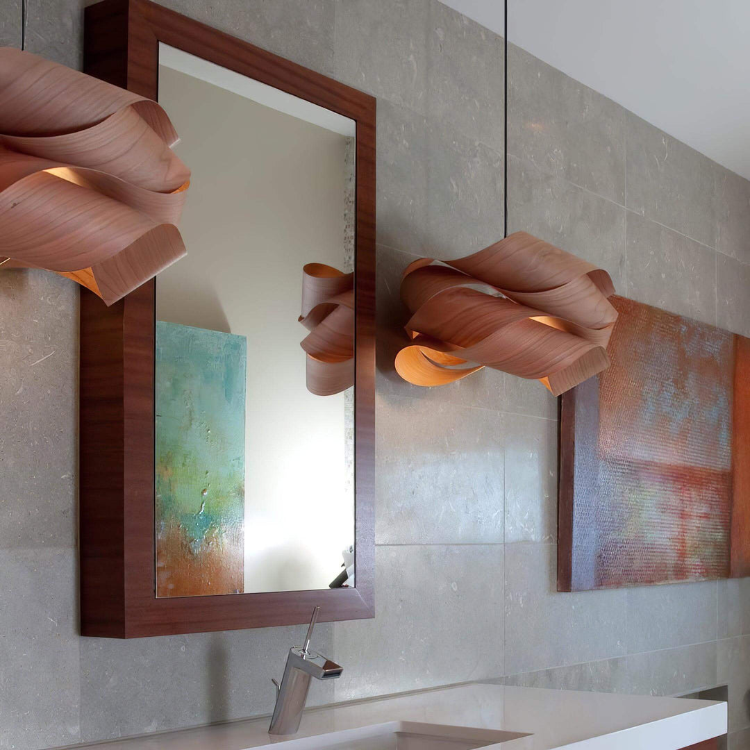 Moderne loft spisebordslampe i træ