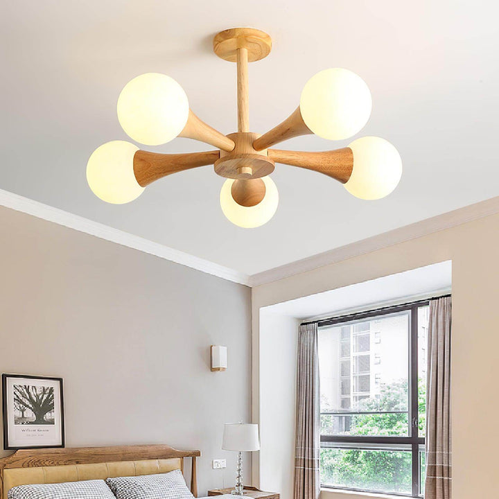 Træ lysekrone loftslampe med 3-5 hoveder