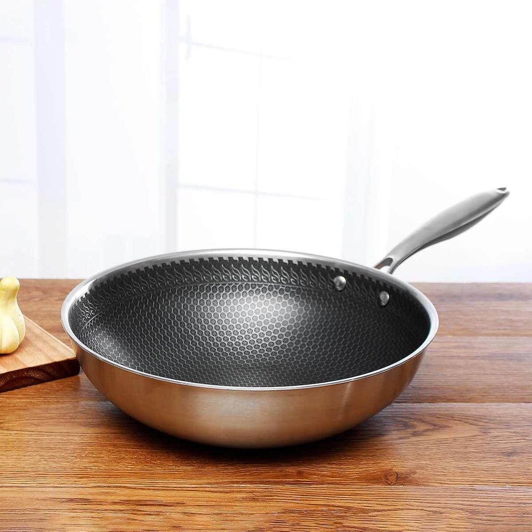 Non-Stick Stegepande 28cm - Rustfrit Stål Induktion - Ridsefast