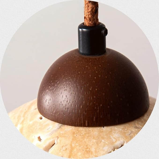 Designer pendellampe i marmor og træ