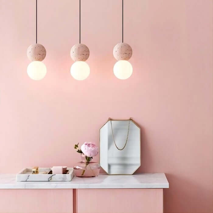 Hængelampe af Cement og Glas