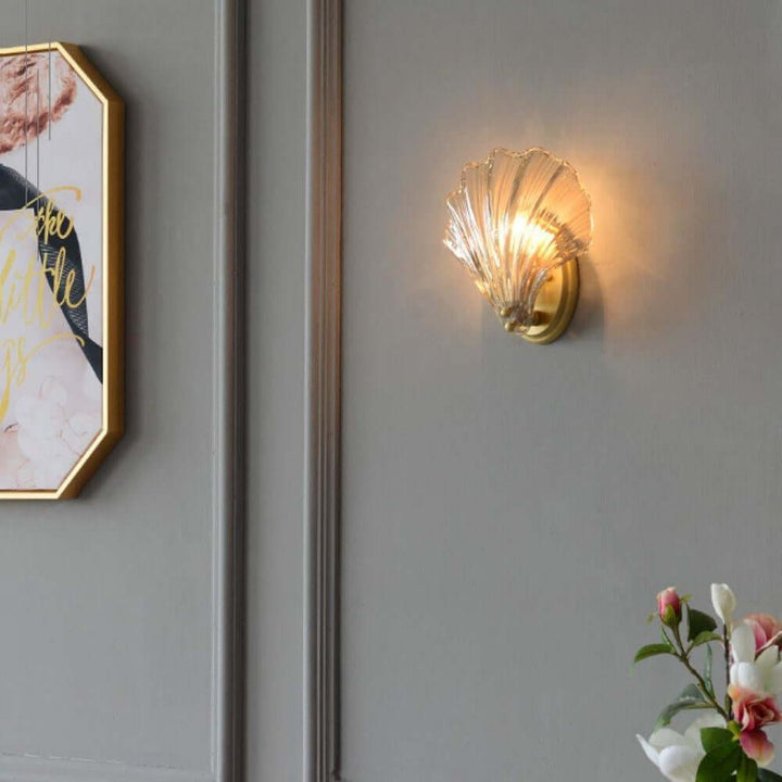 Musling Væglampe i Messing & Glas