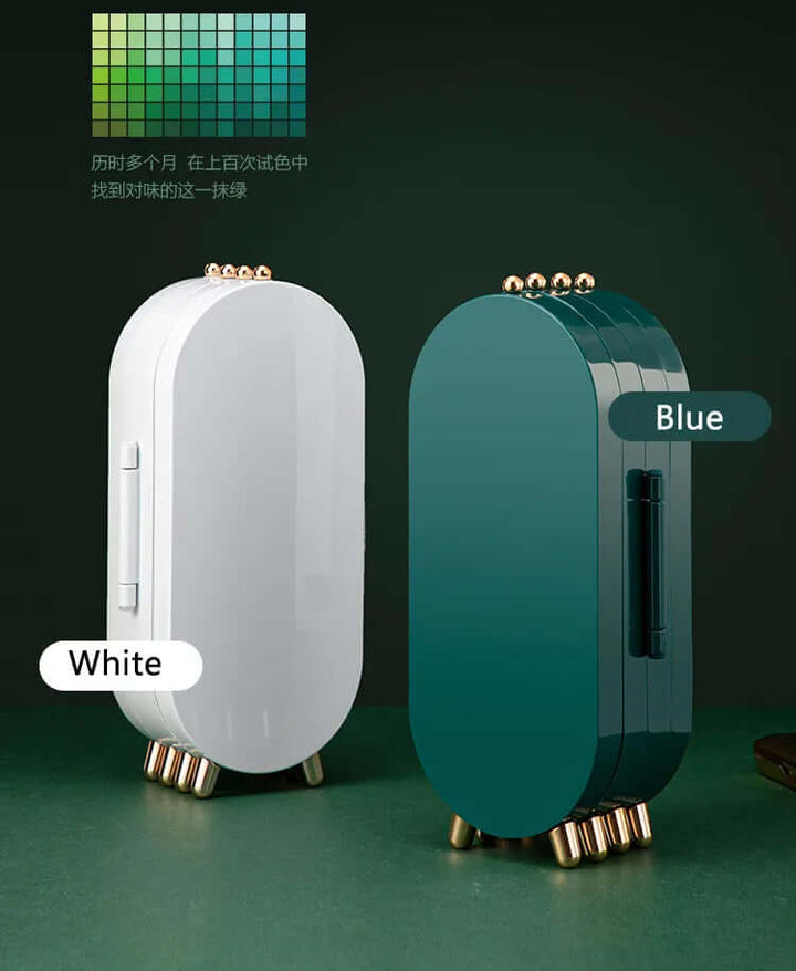 Sammenklappelig oval smykkeholder med spejl