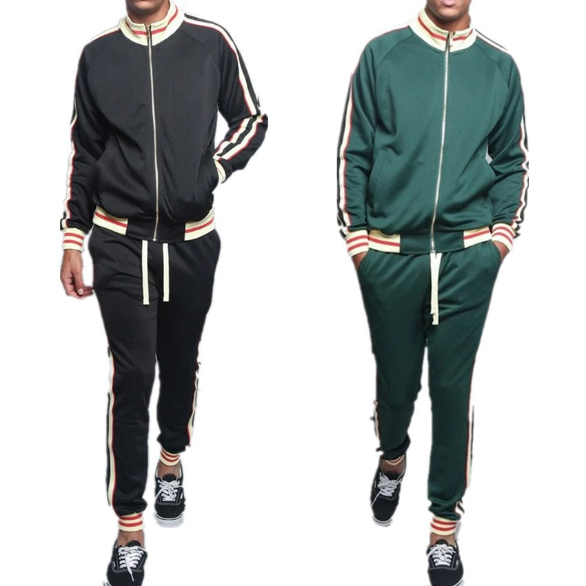 Herretræningssæt | Stribet Jakke & Joggingbukser - Komfort