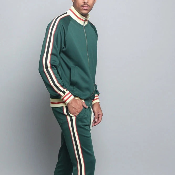 Herretræningssæt | Stribet Jakke & Joggingbukser - Komfort