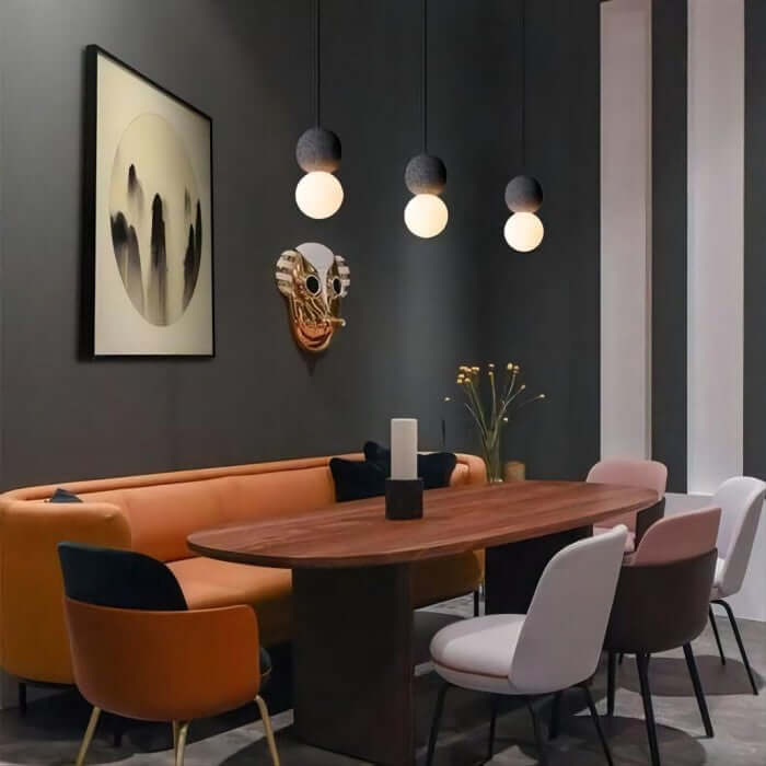 Hængelampe af Cement og Glas