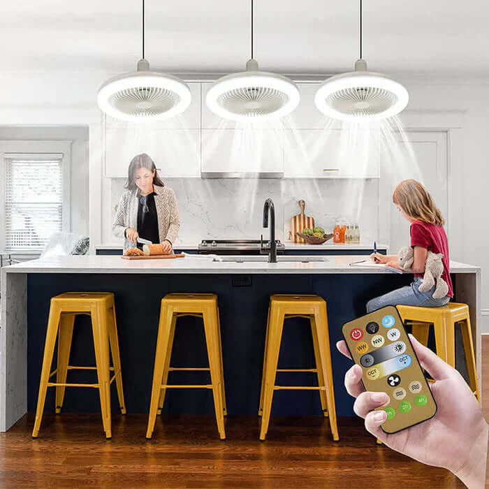 Loftvifte med LED-lys og fjernbetjening