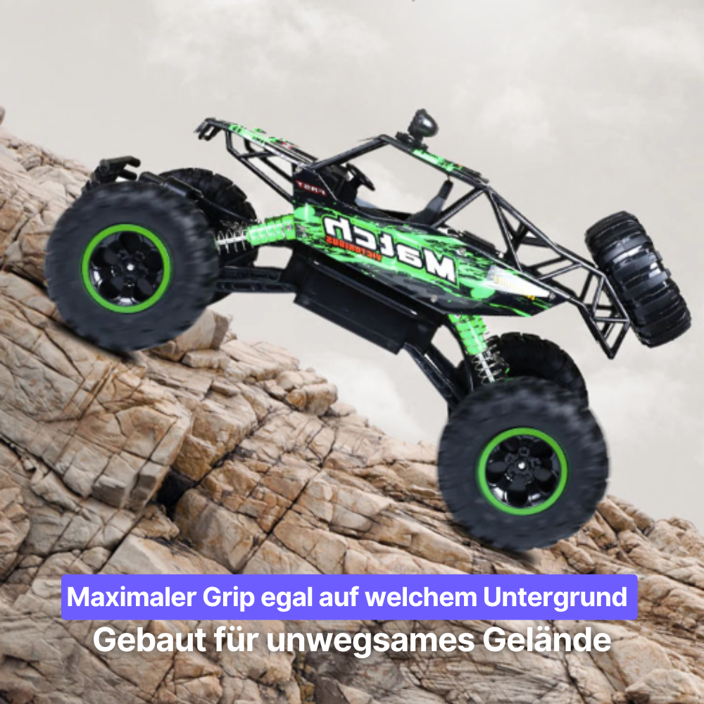 BeastTrek X4 RC monstertruck med robust design, 4x4-drev og store gummidæk til offroad-eventyr.