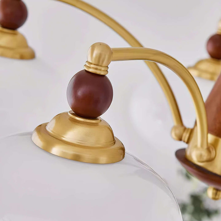 Elegant Retro Lysekrone i Træ og Messing