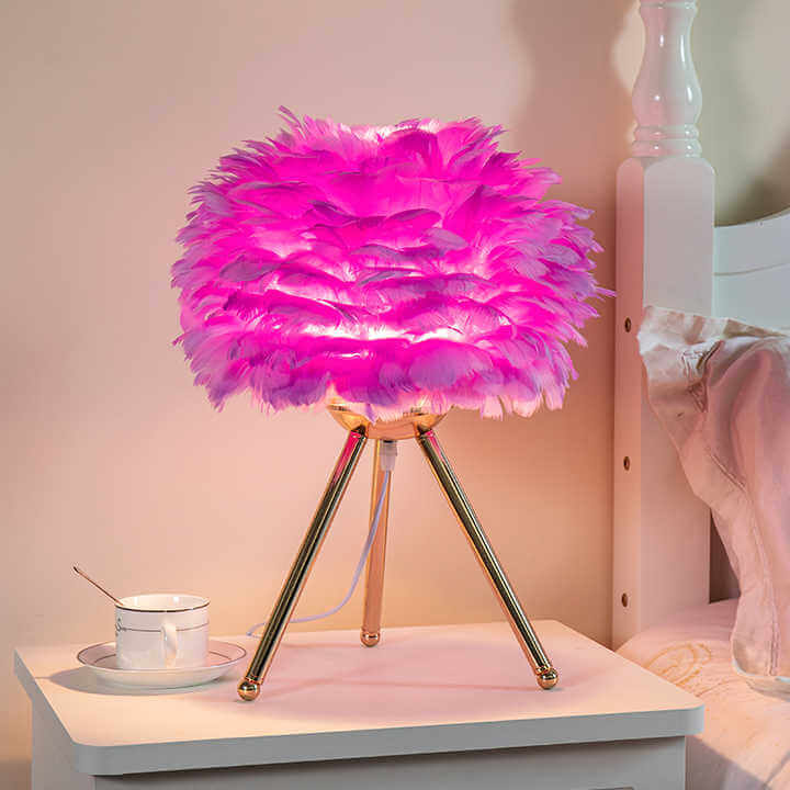 Dimmbar bordlampe med fjerdesign