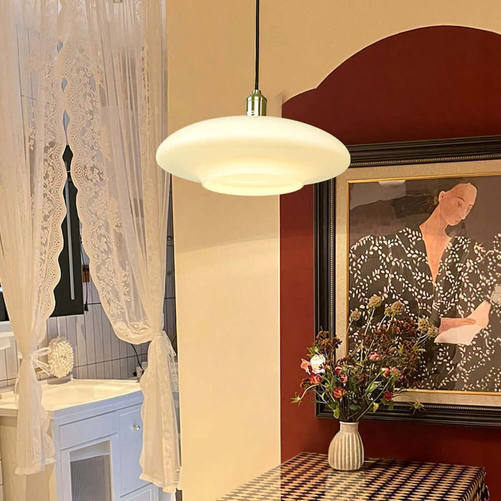 Moderne Hvid Glas Pendel Lampe