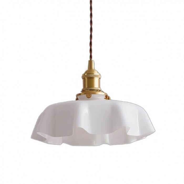 Retro Pendellampe i creme glas blomsterdesign