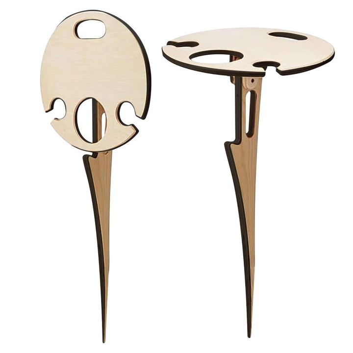 Sammenklappeligt picnicbord i træ med vinholder