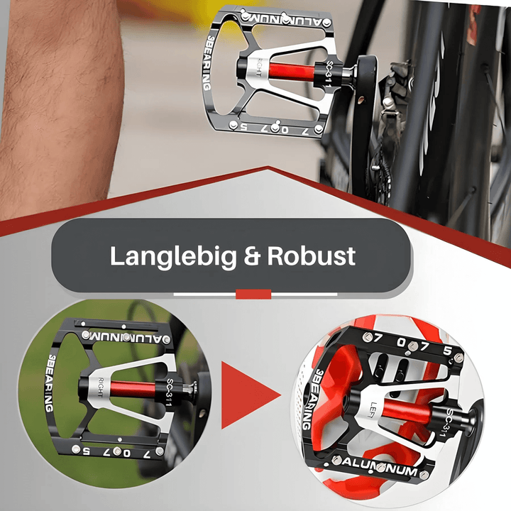 Letmetal cykelpedaler med skridsikkert greb