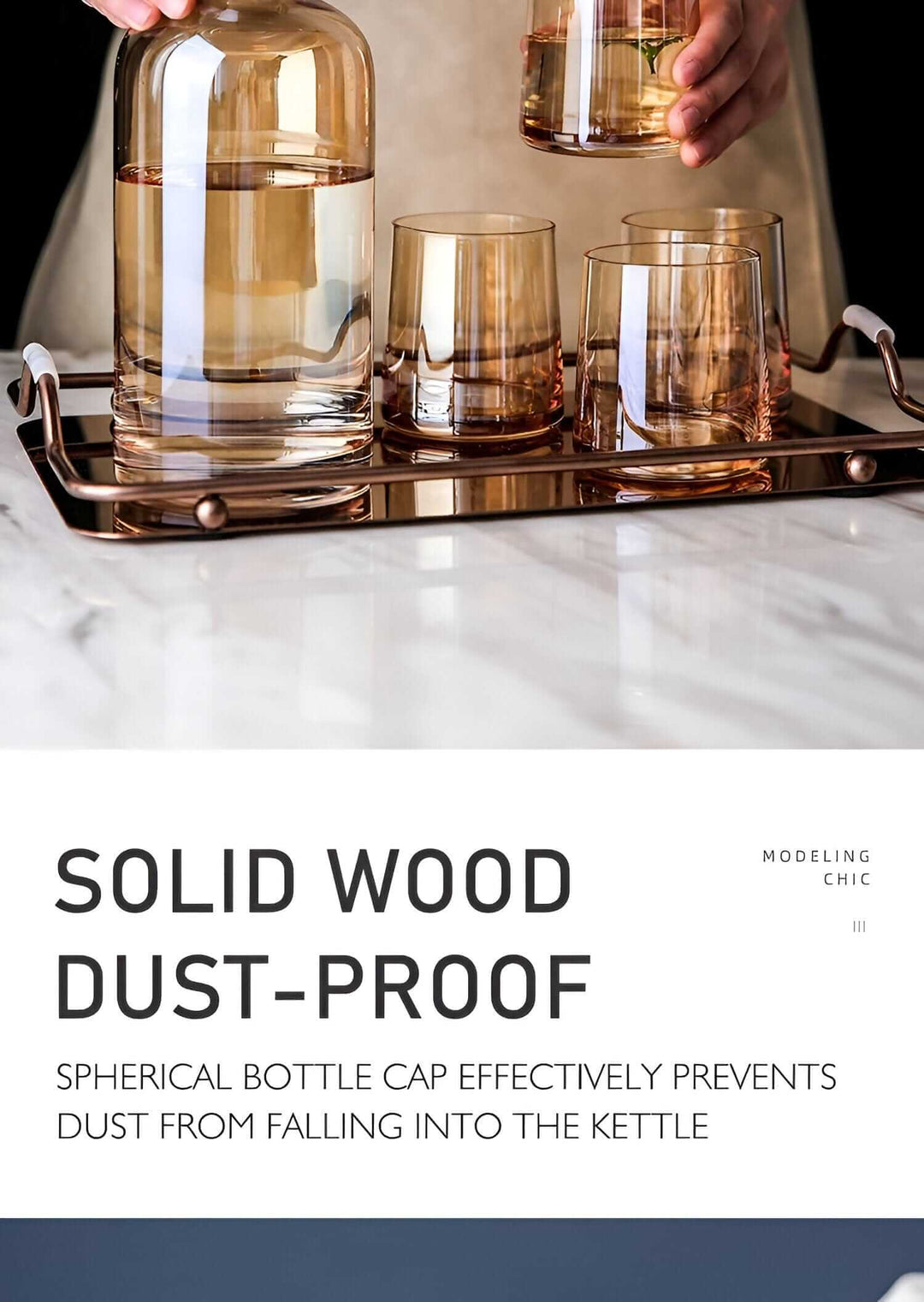 Elegant Glaskaraffel med trædæksel