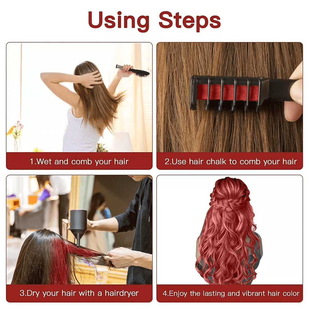 Vaskbar Hårkridtkam - Midlertidig Hårfarve