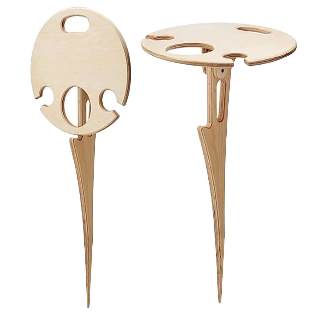 Sammenklappeligt picnicbord i træ med vinholder